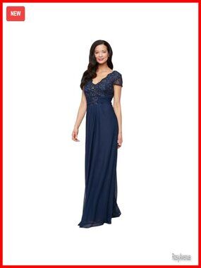 Stretch Sequin Bodice Empire Waist Long Gown Formal Evening Dress